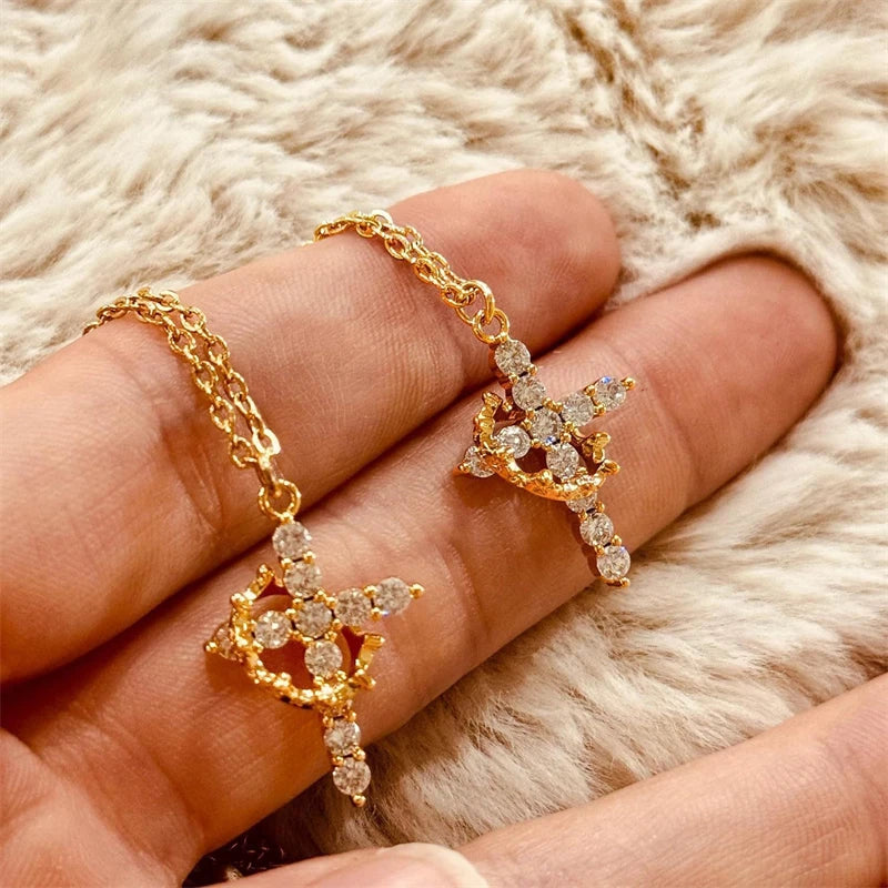 Cross & Crown Necklace